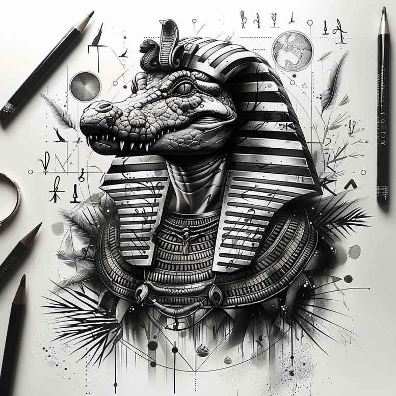 sobek tattoo design ideas moody divine strength for calf