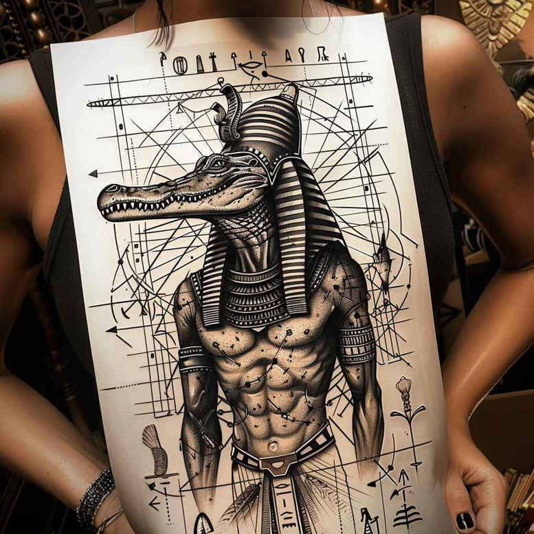 sobek tattoo design ideas bold highlights mythic guardian for back shoulder