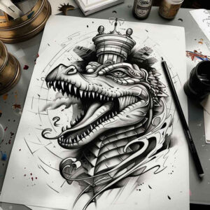 sobek tattoo design ideas realistic predator symmetry stands for courage