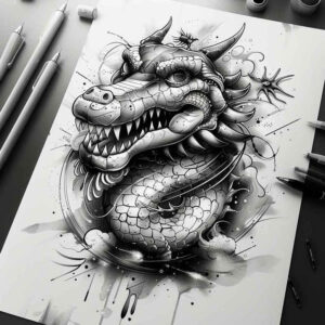 sobek tattoo design ideas solid fill river power represents determination
