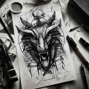 sobek tattoo design ideas precise lines wild nature strength and power