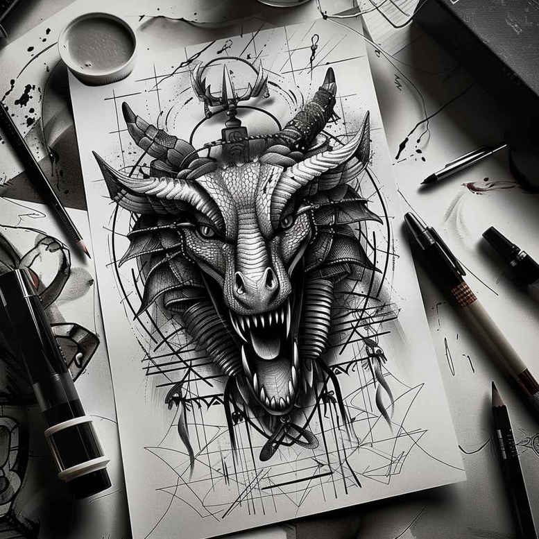 sobek tattoo design ideas precise lines wild nature strength and power