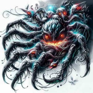 spiders tattoo design ideas Surrealism fantastical elements gothic theme symbolising strength