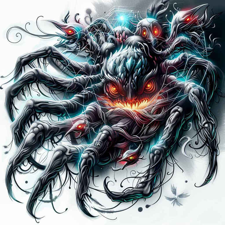 spiders tattoo design ideas Surrealism fantastical elements gothic theme symbolising strength
