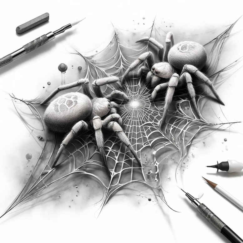 spiders tattoo design ideas Realism realistic color silent hunter for ankle