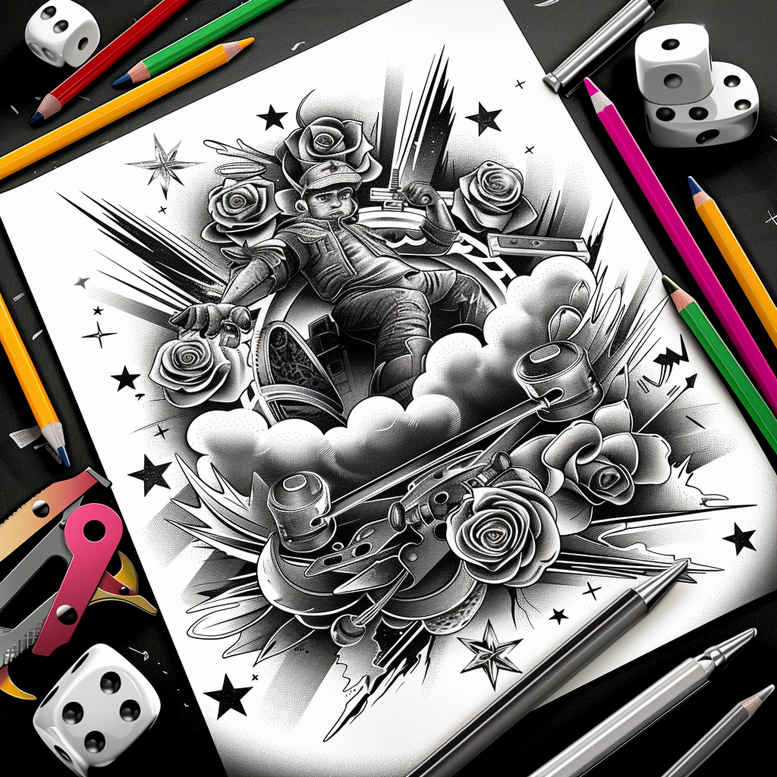 amateur-sport – tattoo design ideas free ai generated – surrealism-abstract – for-upper-arm – Gallery: sport-inkby-ai