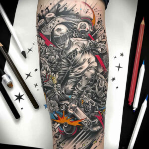flexibility – tattoo design ideas free ai generated – neotraditional-defined-outlines – for-spine – Gallery: sport-inkby-ai