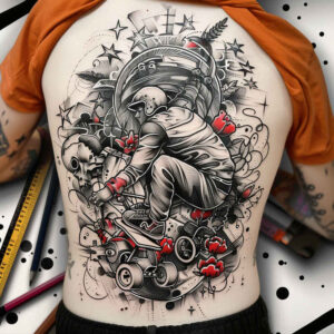 martial-arts – tattoo design ideas free ai generated – surrealism-enigmatic-aura – for-back – Gallery: sport-inkby-ai