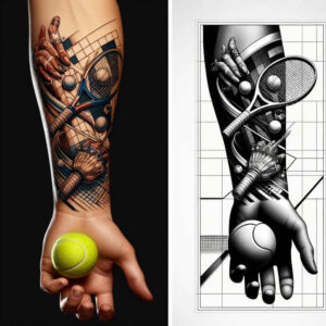 olympic-sport – tattoo design ideas free ai generated – surrealism-visual-paradox – for-lower-arm – Gallery: sport-inkby-ai