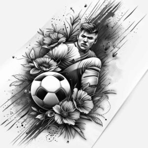 soccer – tattoo design ideas free ai generated – realism-rich-blacks – for-sternum – Gallery: sport-inkby-ai