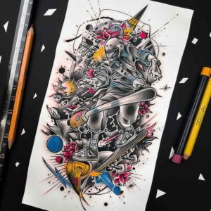 speed – tattoo design ideas free ai generated – surrealism-chromatic-flux – for-toe – Gallery: sport-inkby-ai