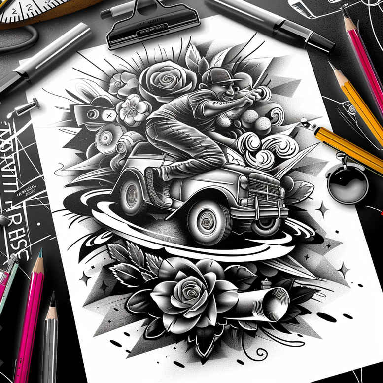 sport tattoo design ideas sparse motion for nape