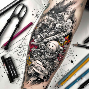 sport tattoo design ideas fine line muscle tone shows perseverance