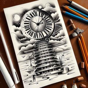 3d-stairs-tattoo – tattoo design ideas free ai generated – neotraditional-classic-motifs – for-ribs – Gallery: stairs-inkby-ai