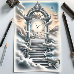 abstract-stairs-tattoo – tattoo design ideas free ai generated – neotraditional-sharp-edges – for-upper-arm – Gallery: stairs-inkby-ai