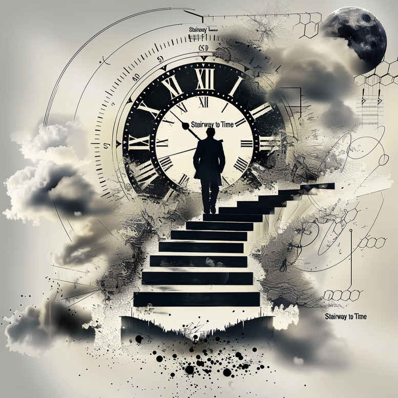 abstract-stairs-tattoo – tattoo design ideas free ai generated – neotraditional-textured-shading – for-temple – Gallery: stairs-inkby-ai