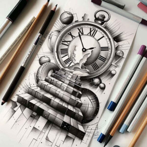 abstract-stairs-tattoo – tattoo design ideas free ai generated – surrealism-beyond-reality – for-arm – Gallery: stairs-inkby-ai
