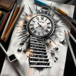 art-stairs-tattoo – tattoo design ideas free ai generated – realism-living-skin – for-heel – Gallery: stairs-inkby-ai