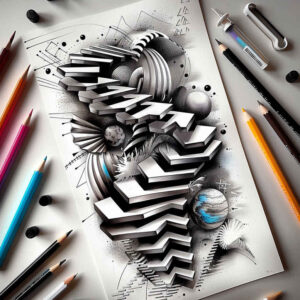 art-stairs-tattoo – tattoo design ideas free ai generated – realism-tactile-shading – for-fingers – Gallery: stairs-inkby-ai