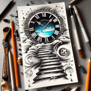 art-stairs-tattoo – tattoo design ideas free ai generated – surrealism-subconscious-themes – for-inner-arm – Gallery: stairs-inkby-ai