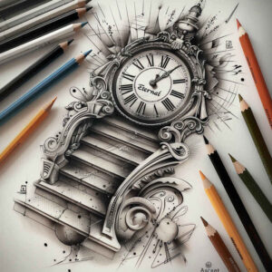 contour-stairs-tattoo – tattoo design ideas free ai generated – neotraditional-soft-blending – for-palm – Gallery: stairs-inkby-ai