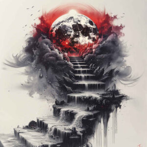 energy-motif-stairs-tattoo – tattoo design ideas free ai generated – realism-real-life-shading – for-shoulder – Gallery: stairs-inkby-ai