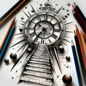 energy-stairs-tattoo – tattoo design ideas free ai generated – neotraditional-classic-motifs – for-forearm – Gallery: stairs-inkby-ai