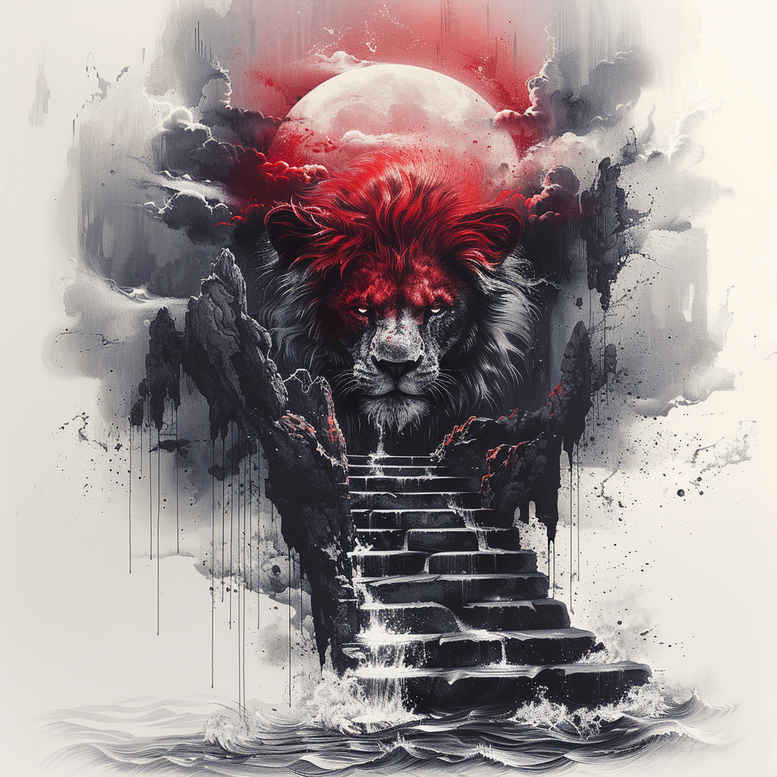 expressive-stairs-tattoo – tattoo design ideas free ai generated – neotraditional-clean-fill – for-full-back – Gallery: stairs-inkby-ai