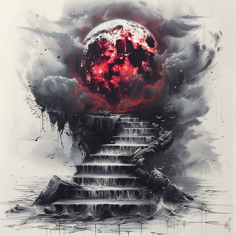 expressive-stairs-tattoo – tattoo design ideas free ai generated – realism-tattoo-reflection – for-full-back – Gallery: stairs-inkby-ai