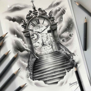growth-symbol-stairs-tattoo – tattoo design ideas free ai generated – neotraditional-vivid-color – for-stomach – Gallery: stairs-inkby-ai