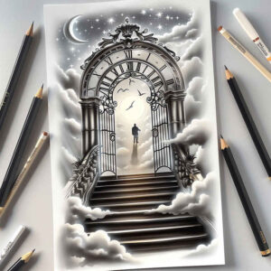life-and-transformation-symbol-stairs-tattoo – tattoo design ideas free ai generated – neotraditional-subtle-tone – for-triceps – Gallery: stairs-inkby-ai