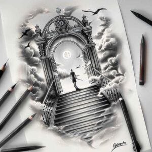 life-and-transformation-symbol-stairs-tattoo – tattoo design ideas free ai generated – surrealism-illusionary – for-inner-arm – Gallery: stairs-inkby-ai