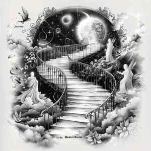light-motif-stairs-tattoo – tattoo design ideas free ai generated – neotraditional-fine-detail – for-upper-shoulder – Gallery: stairs-inkby-ai