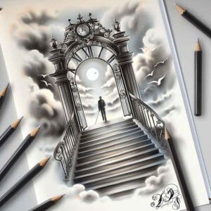 light-motif-stairs-tattoo – tattoo design ideas free ai generated – realism-true-skin – for-outer-arm – Gallery: stairs-inkby-ai