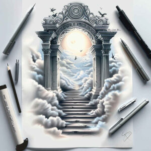 line-stairs-tattoo – tattoo design ideas free ai generated – neotraditional-solid-blacks – for-collarbone – Gallery: stairs-inkby-ai