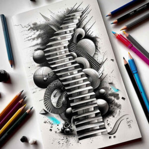 line-stairs-tattoo – tattoo design ideas free ai generated – realism-studio-quality – for-forearm – Gallery: stairs-inkby-ai