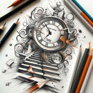minimalist-stairs-tattoo – tattoo design ideas free ai generated – neotraditional-color-overlays – for-lower-thigh – Gallery: stairs-inkby-ai