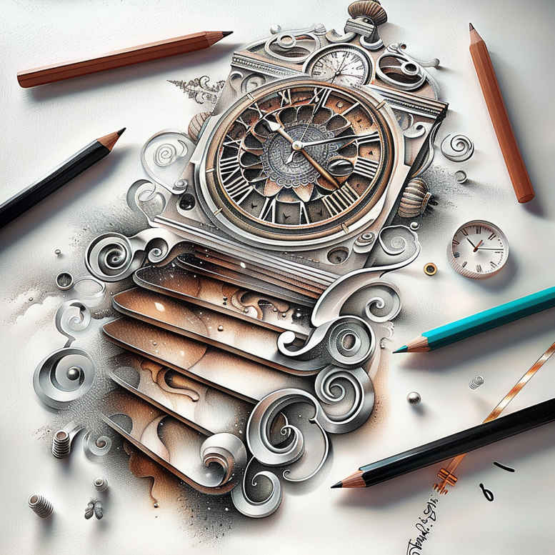 motion-stairs-tattoo – tattoo design ideas free ai generated – surrealism-impossible-forms – for-lower-leg – Gallery: stairs-inkby-ai