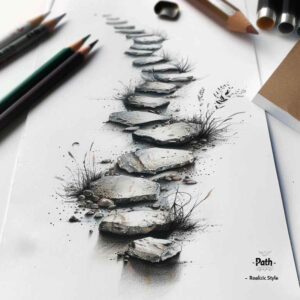 ornamental-detail-stairs-tattoo – tattoo design ideas free ai generated – realism-photorealistic-drawing – for-lower-thigh – Gallery: stairs-inkby-ai