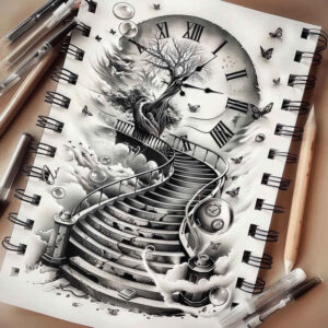 progress-symbol-stairs-tattoo – tattoo design ideas free ai generated – neotraditional-subtle-tone – for-side – Gallery: stairs-inkby-ai