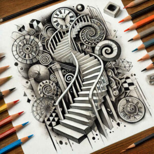 realistic-stairs-tattoo – tattoo design ideas free ai generated – neotraditional-artistic-contrast – for-stomach – Gallery: stairs-inkby-ai