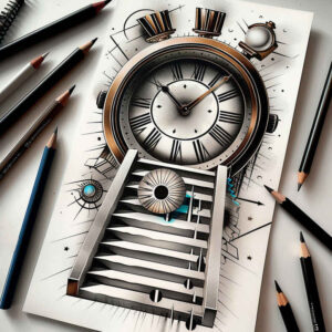 shadow-motif-stairs-tattoo – tattoo design ideas free ai generated – realism-realistic-shadowing – for-hip – Gallery: stairs-inkby-ai