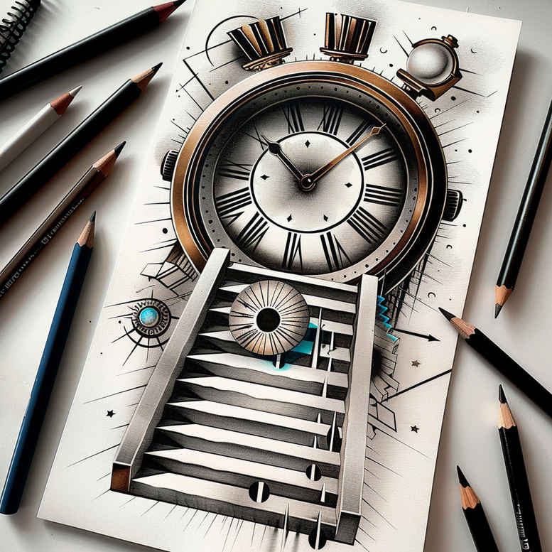 shadow-motif-stairs-tattoo – tattoo design ideas free ai generated – realism-realistic-shadowing – for-hip – Gallery: stairs-inkby-ai