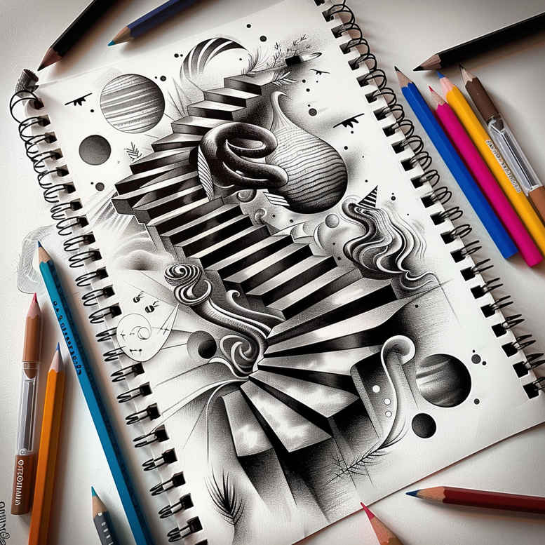 shadow-stairs-tattoo – tattoo design ideas free ai generated – realism-natural-finish – for-heel – Gallery: stairs-inkby-ai