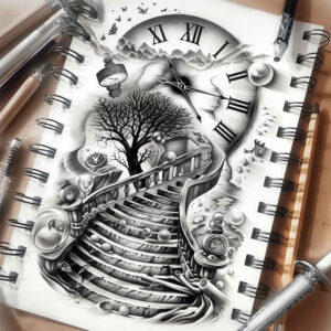 stairs-tattoo – tattoo design ideas free ai generated – realism-ink-precision – for-back-of-neck – Gallery: stairs-inkby-ai