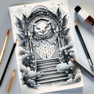 stairs-tattoo – tattoo design ideas free ai generated – realism-ink-realism – for-hip – Gallery: stairs-inkby-ai