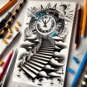 surreal-effect-stairs-tattoo – tattoo design ideas free ai generated – neotraditional-modern-classic – for-fingers – Gallery: stairs-inkby-ai