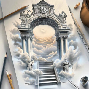 symbolic-stairs-tattoo – tattoo design ideas free ai generated – neotraditional-clean-lines – for-spine – Gallery: stairs-inkby-ai