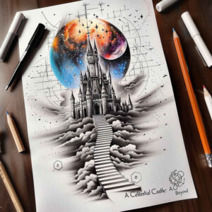 symbolic-stairs-tattoo – tattoo design ideas free ai generated – neotraditional-refined-lines – for-hip – Gallery: stairs-inkby-ai