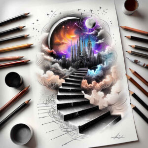 stairs tattoo design ideas structured design architectural rhythm meaning endurance